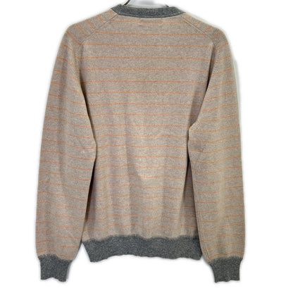 BRUNELLO CUCINELLI Beige Cashmere Stripe Knit Sweater Size M