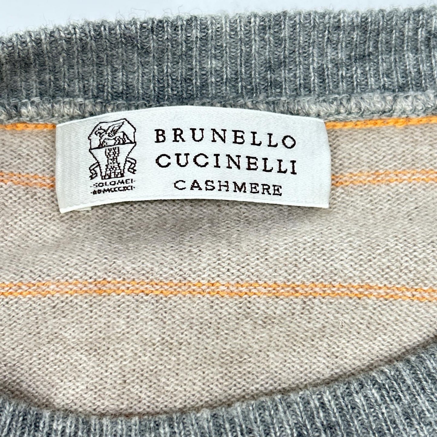 BRUNELLO CUCINELLI Beige Cashmere Stripe Knit Sweater Size M