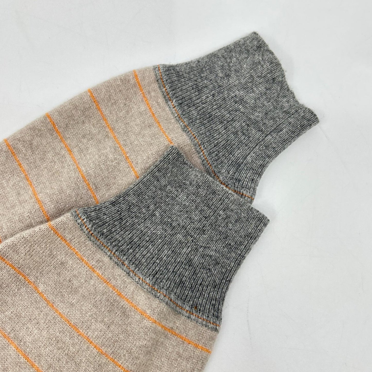 BRUNELLO CUCINELLI Beige Cashmere Stripe Knit Sweater Size M