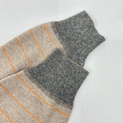 BRUNELLO CUCINELLI Beige Cashmere Stripe Knit Sweater Size M