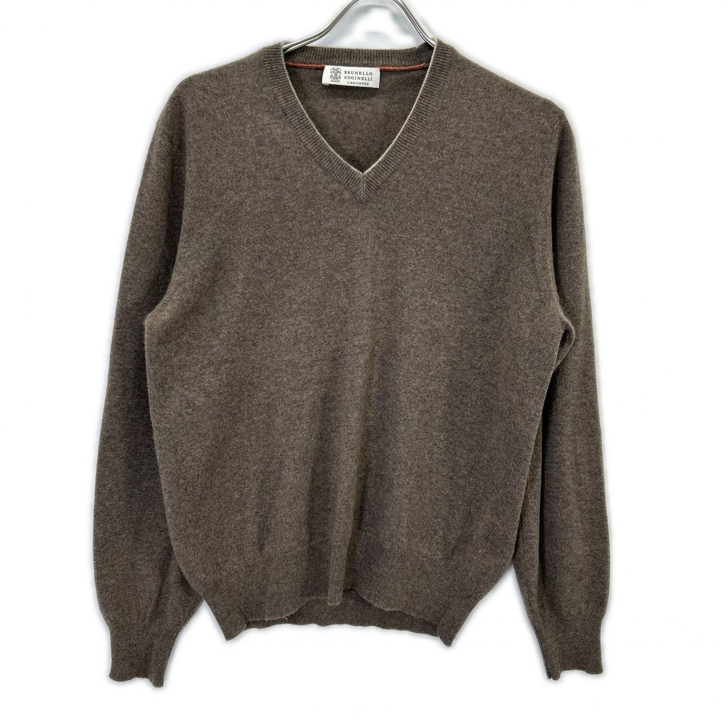 BRUNELLO CUCINELLI Brown V-Neck Cashmere Knit Sweater Size M