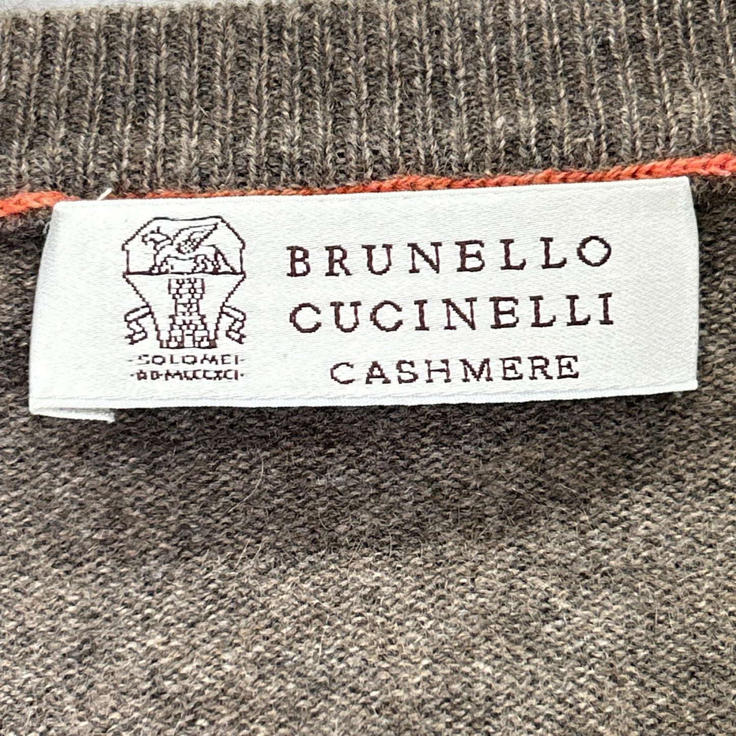 BRUNELLO CUCINELLI Brown V-Neck Cashmere Knit Sweater Size M