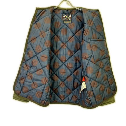 LAVENHAM Green Polka Dot Lining Quilted Coat Size 36