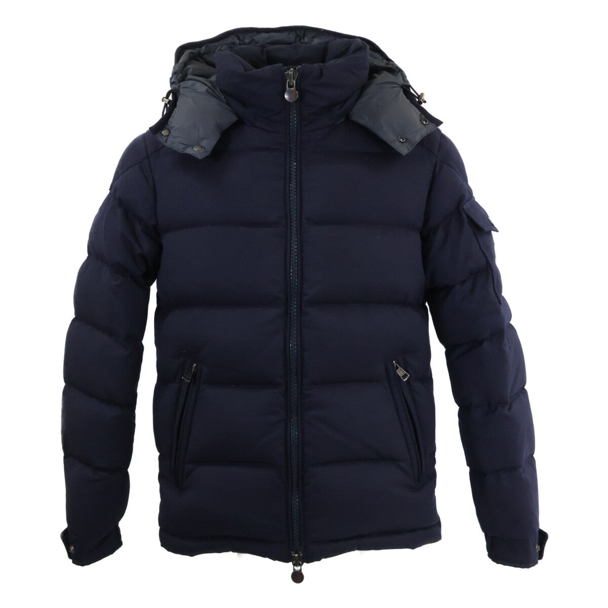 MONCLER MONTGENEVRE Wool Hooded Down Jacket Blue Size 1