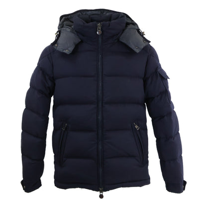 MONCLER MONTGENEVRE Wool Hooded Down Jacket Blue Size 1