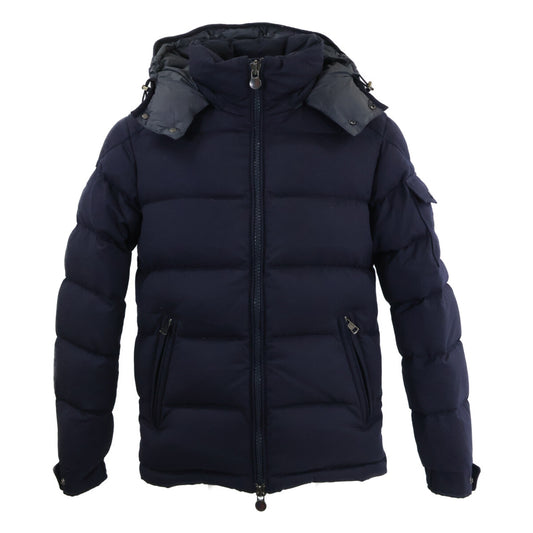 MONCLER MONTGENEVRE Wool Hooded Down Jacket Blue Size 1
