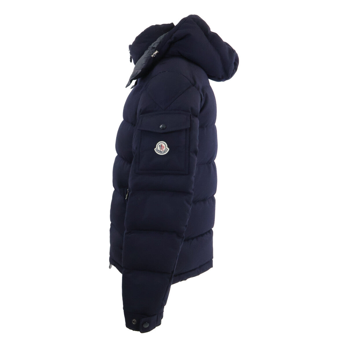 MONCLER MONTGENEVRE Wool Hooded Down Jacket Blue Size 1
