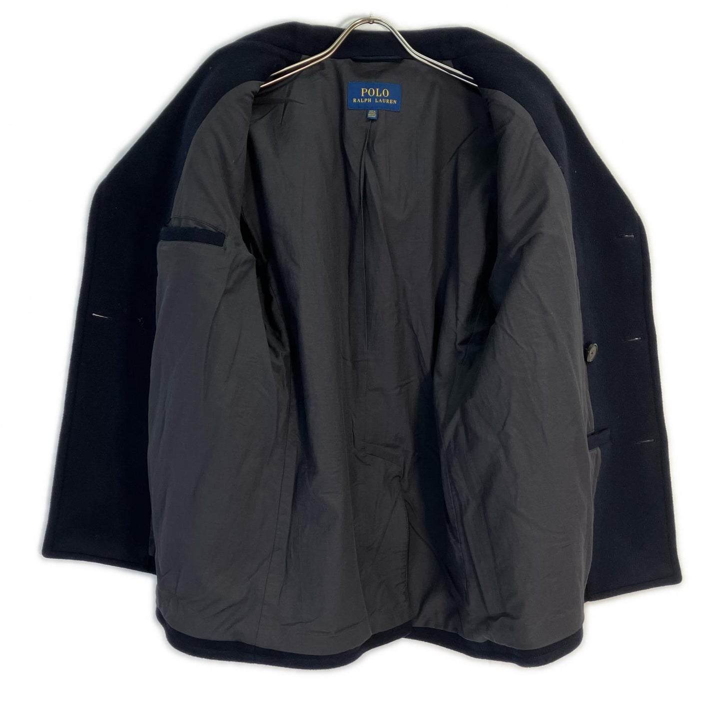 POLO RALPH LAUREN Navy Wool Blend Twill Peacoat Coat Size 42S