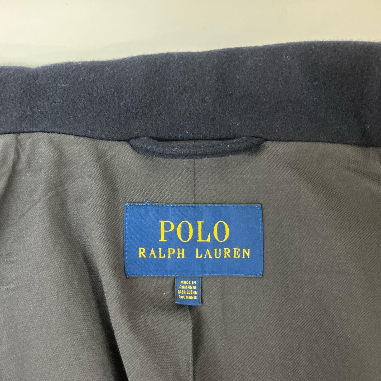 POLO RALPH LAUREN Navy Wool Blend Twill Peacoat Coat Size 42S