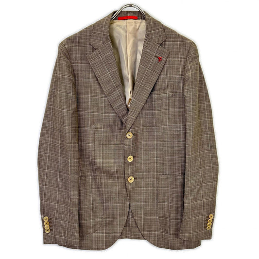 ISAIA Brown Wool-Linen 3-Button Jacket Size S
