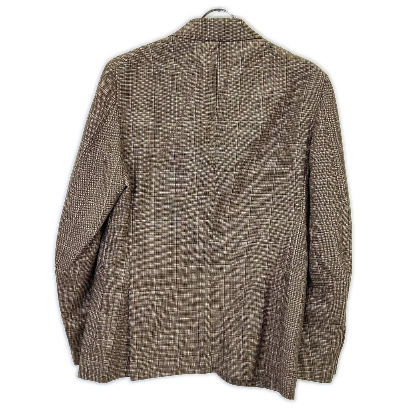 ISAIA Brown Wool-Linen 3-Button Jacket Size S