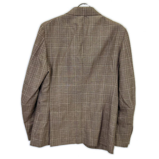 ISAIA Brown Wool-Linen 3-Button Jacket Size S