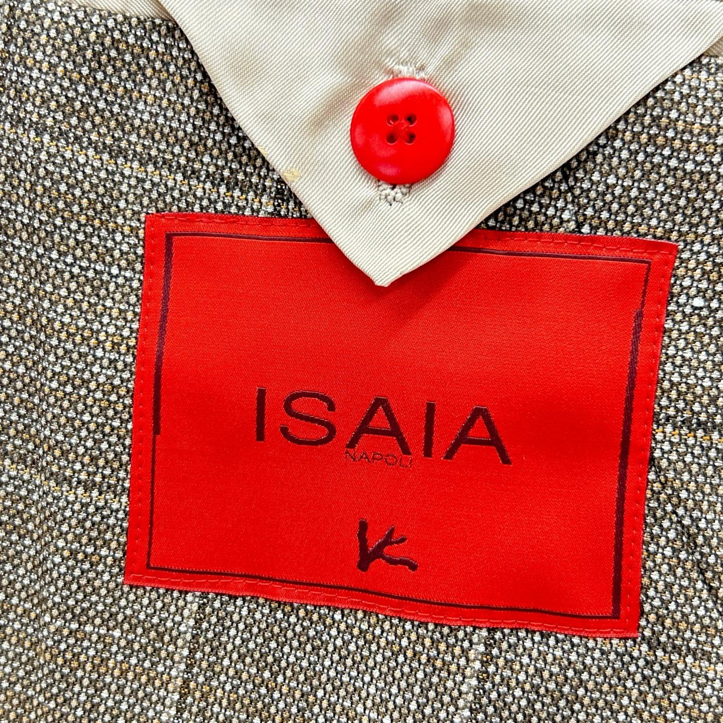 ISAIA Brown Wool-Linen 3-Button Jacket Size S