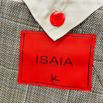 ISAIA Brown Wool-Linen 3-Button Jacket Size S