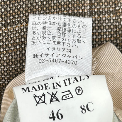 ISAIA Brown Wool-Linen 3-Button Jacket Size S