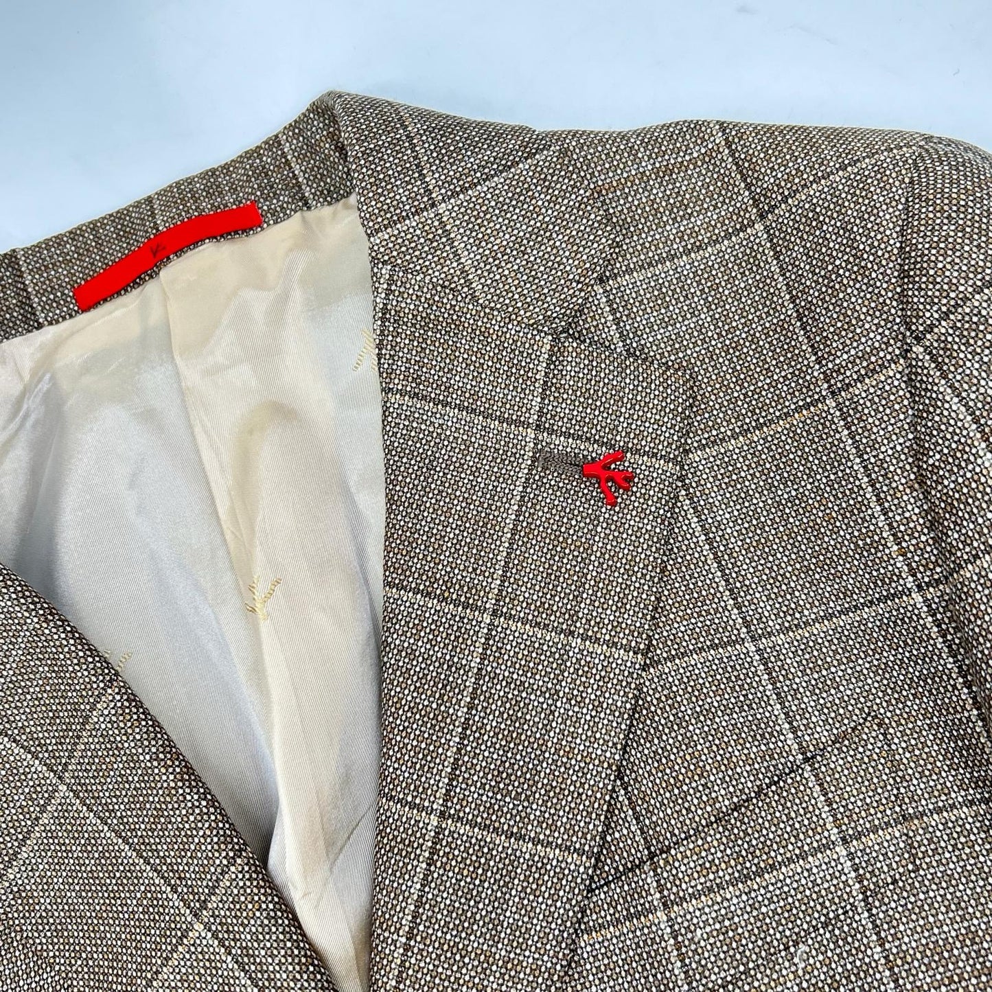 ISAIA Brown Wool-Linen 3-Button Jacket Size S
