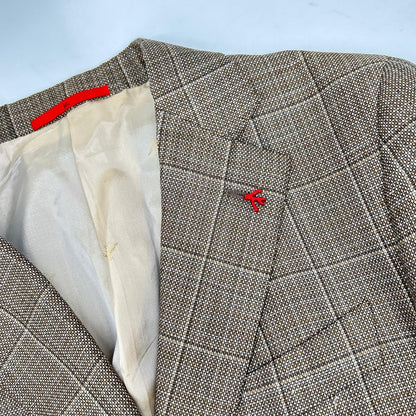 ISAIA Brown Wool-Linen 3-Button Jacket Size S