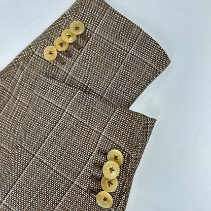 ISAIA Brown Wool-Linen 3-Button Jacket Size S
