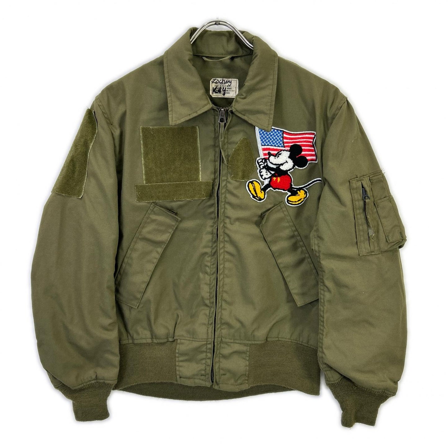MILITARY Khaki '80 Mickey Patch CVC Tanker Jacket Size S/R