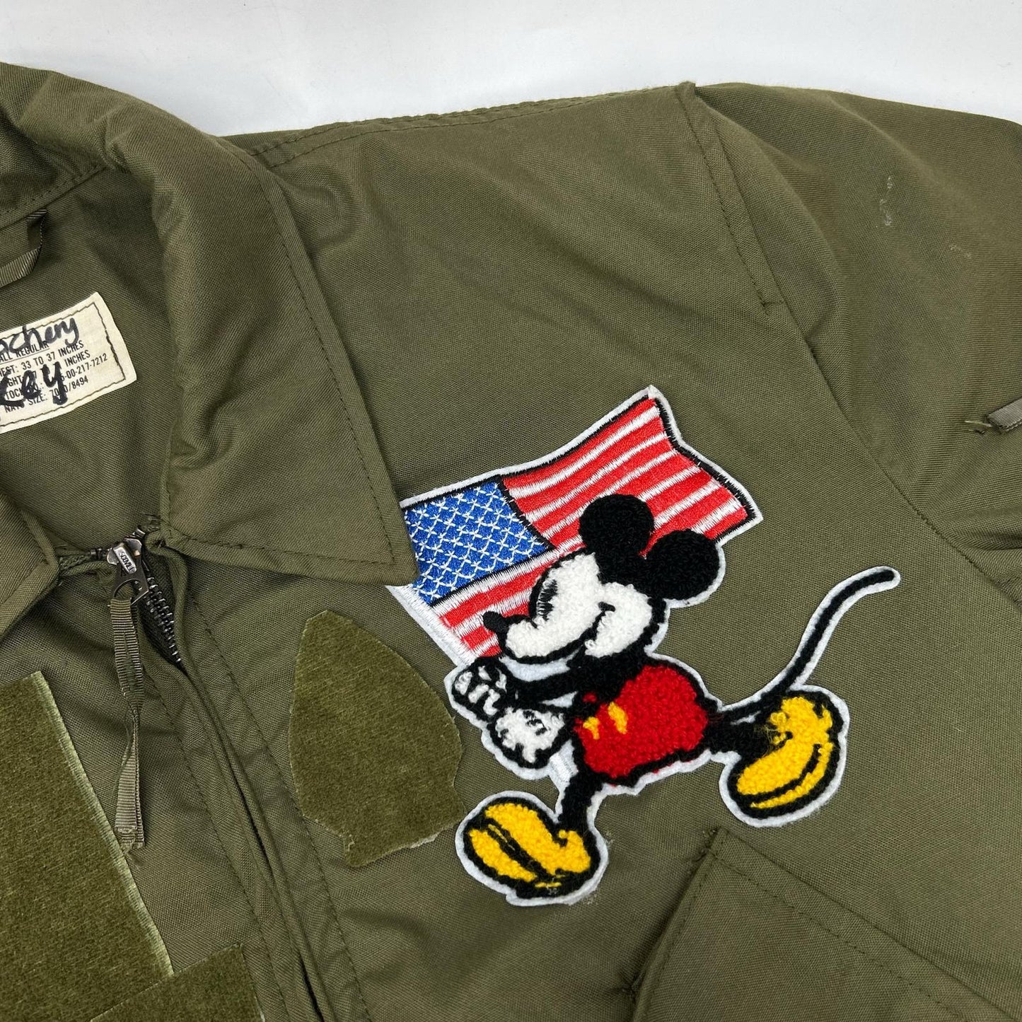 MILITARY Khaki '80 Mickey Patch CVC Tanker Jacket Size S/R