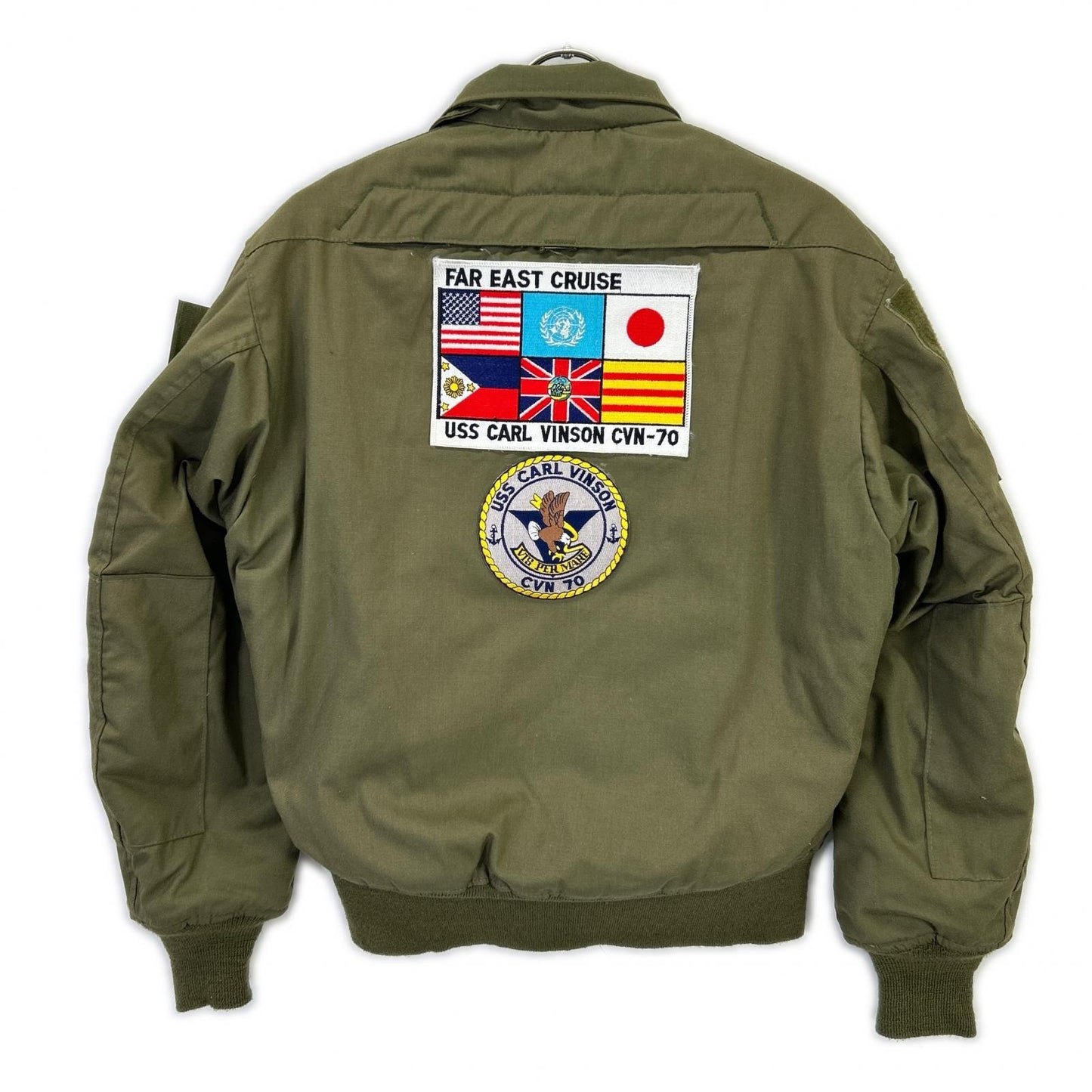 MILITARY Khaki '86 Flag Patch CVC Tanker Jacket Size S/R