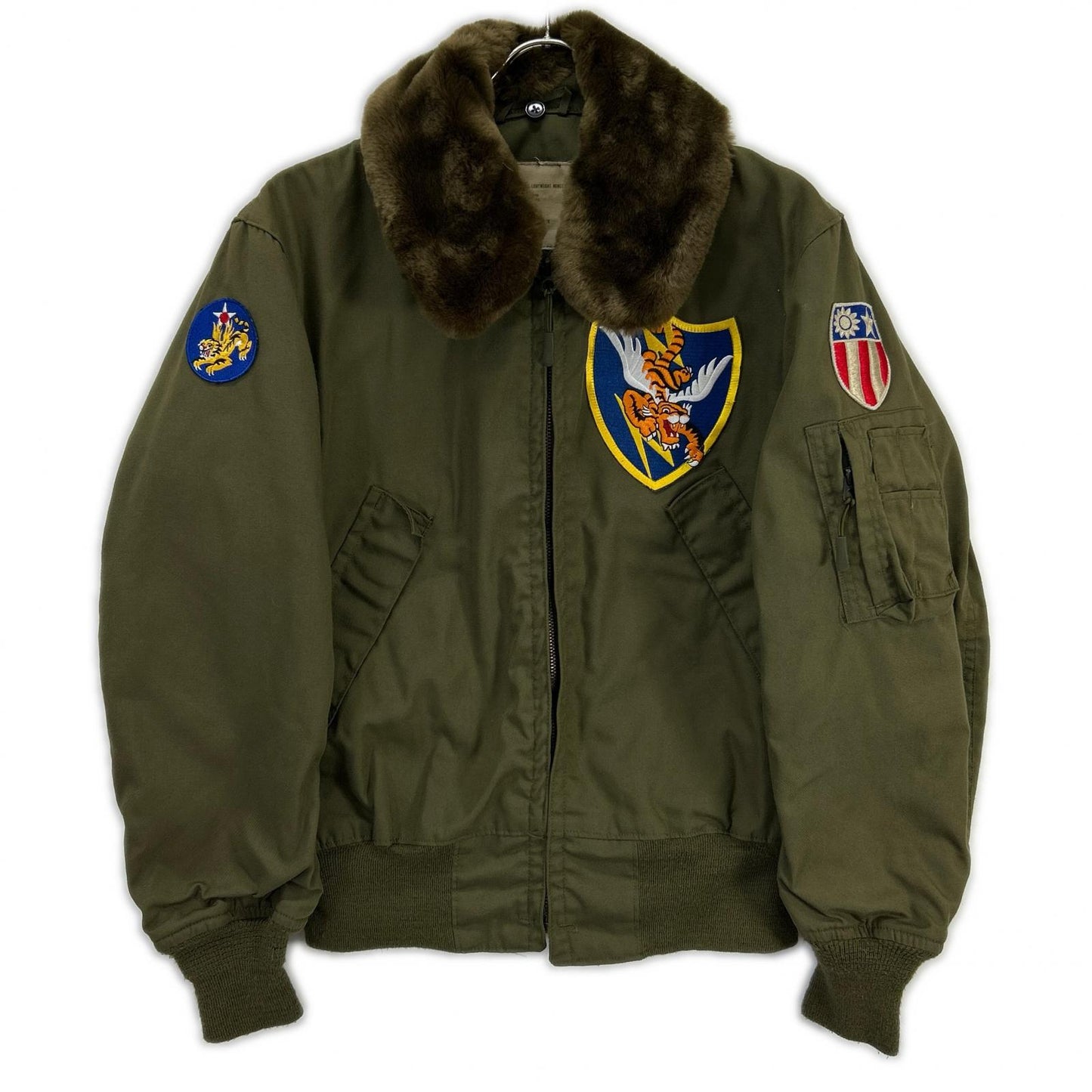 MILITARY Khaki Raccoon Fur Custom CVC Crew Jacket Size M/R