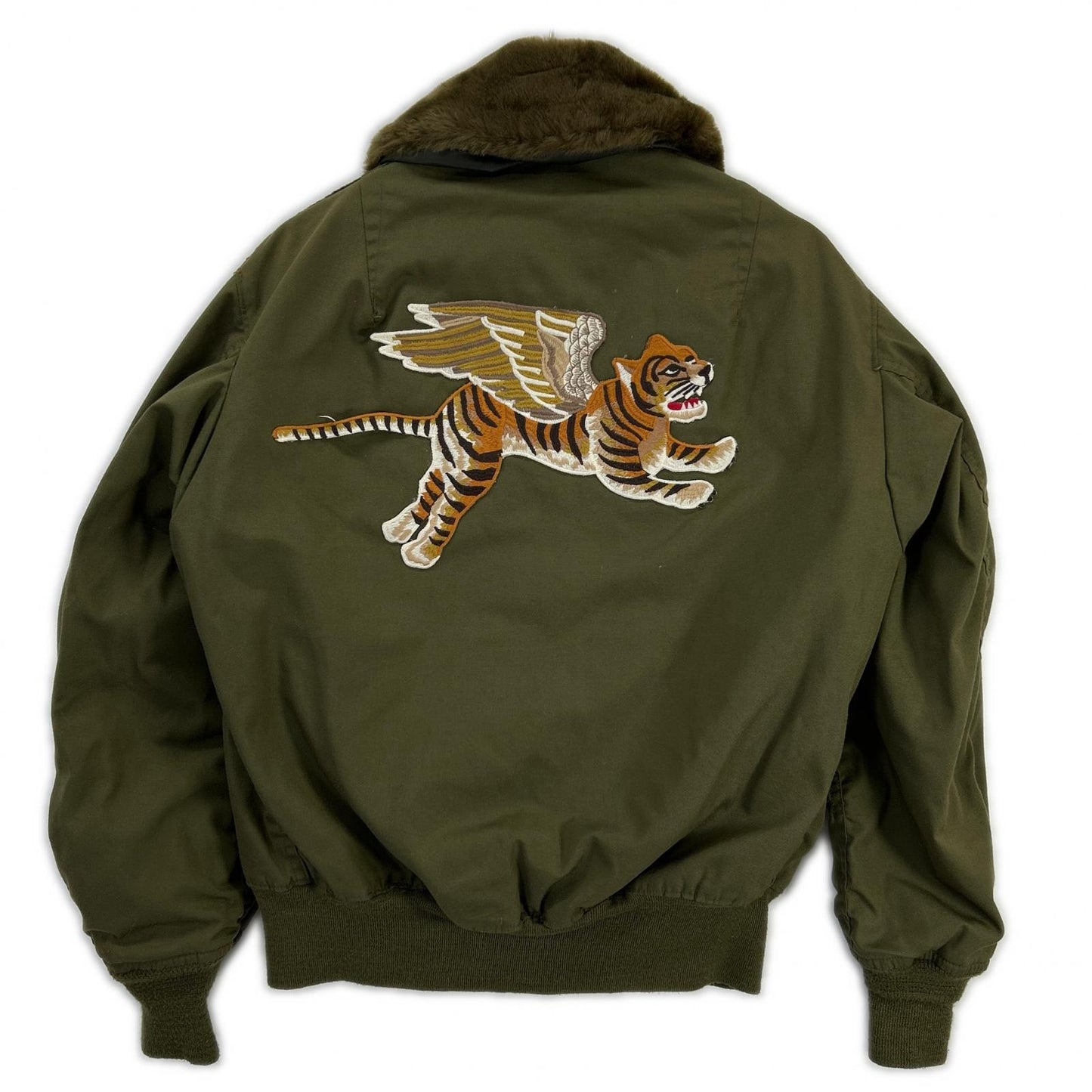MILITARY Khaki Raccoon Fur Custom CVC Crew Jacket Size M/R