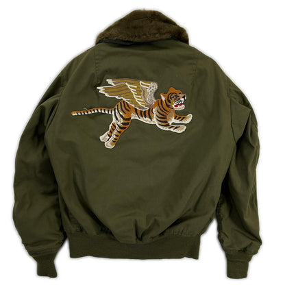 MILITARY Khaki Raccoon Fur Custom CVC Crew Jacket Size M/R