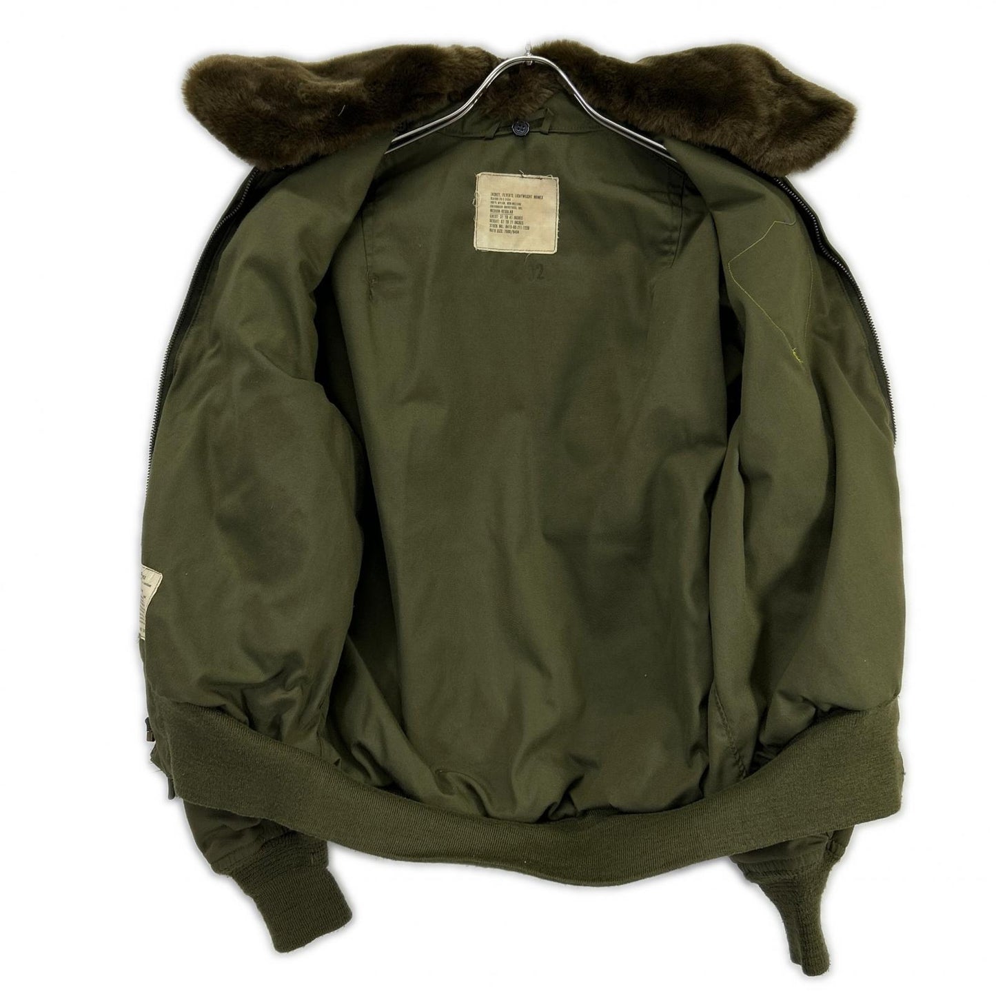MILITARY Khaki Raccoon Fur Custom CVC Crew Jacket Size M/R