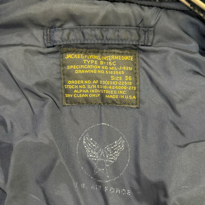ALPHA INDUSTRIES Navy B-15D 50s Reissue Flight Jacket Size 36