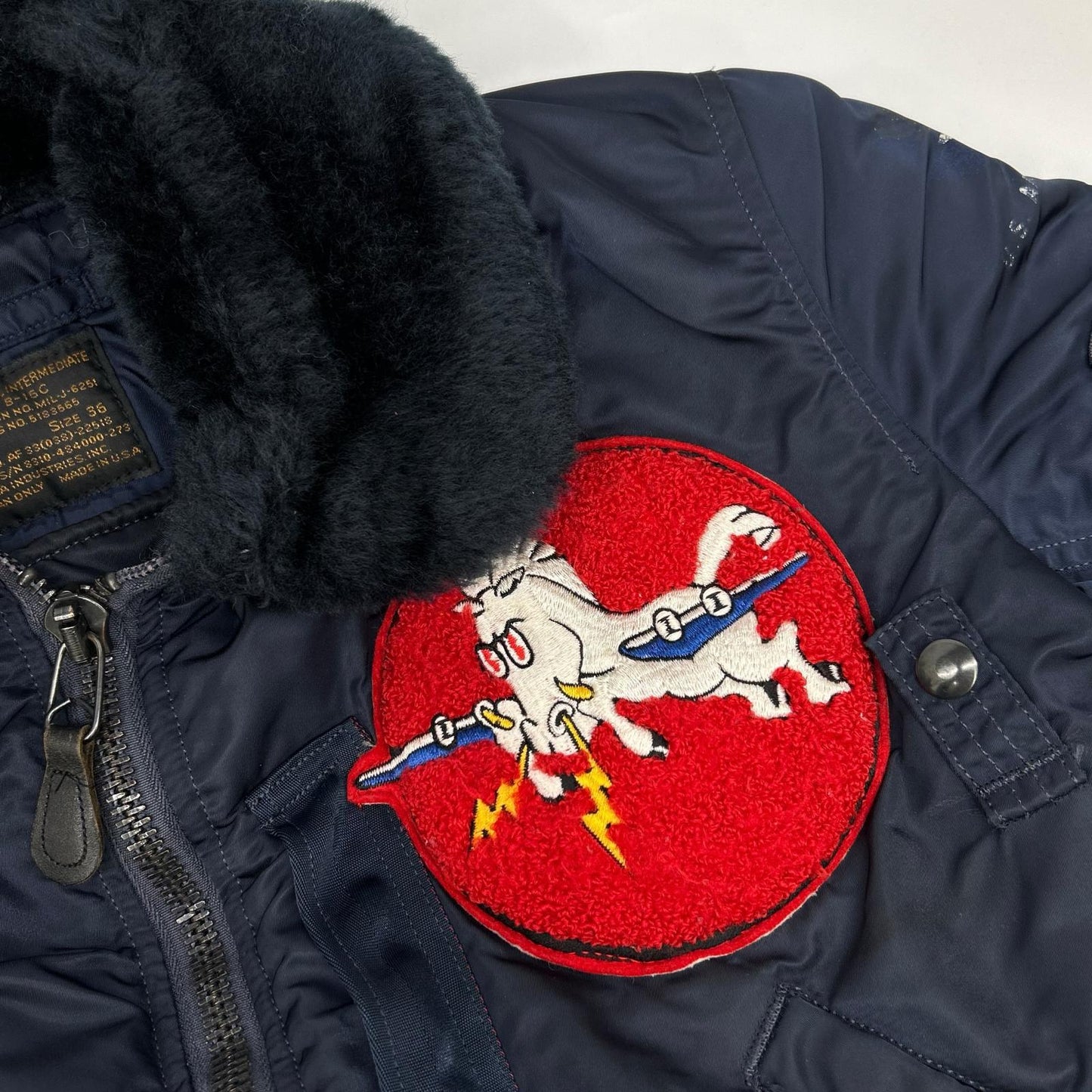 ALPHA INDUSTRIES Navy B-15D 50s Reissue Flight Jacket Size 36