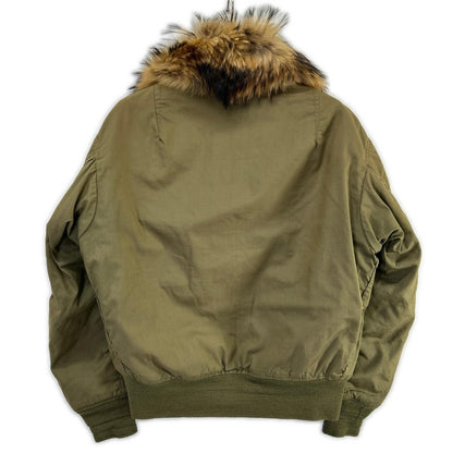 MILITARY Khaki Fur CVC Flight Jacket Cotton Size M
