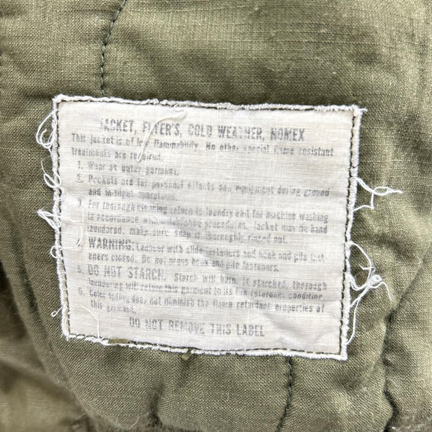 MILITARY Khaki Fur CVC Flight Jacket Cotton Size M