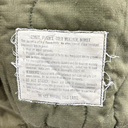 MILITARY Khaki Fur CVC Flight Jacket Cotton Size M