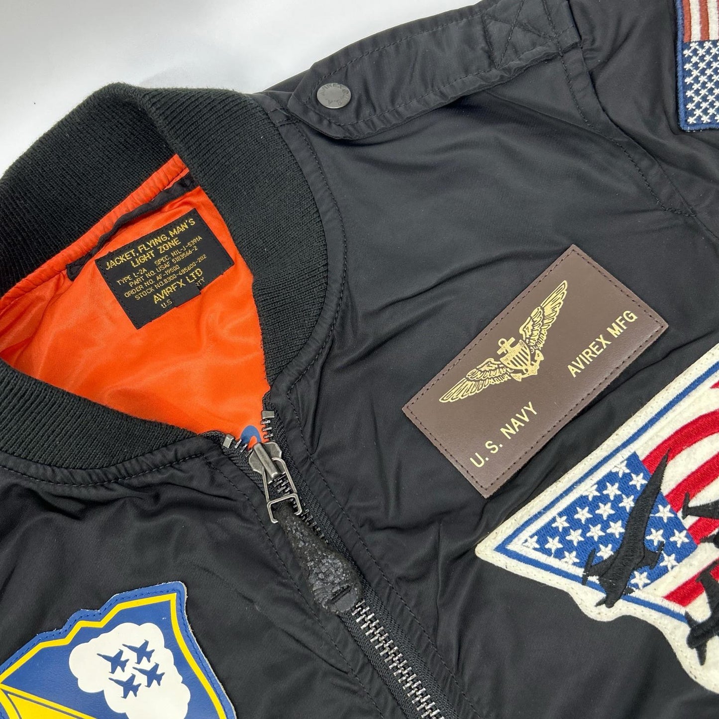 AVIREX Black Blue Angels L2-A Flight Jacket Size M