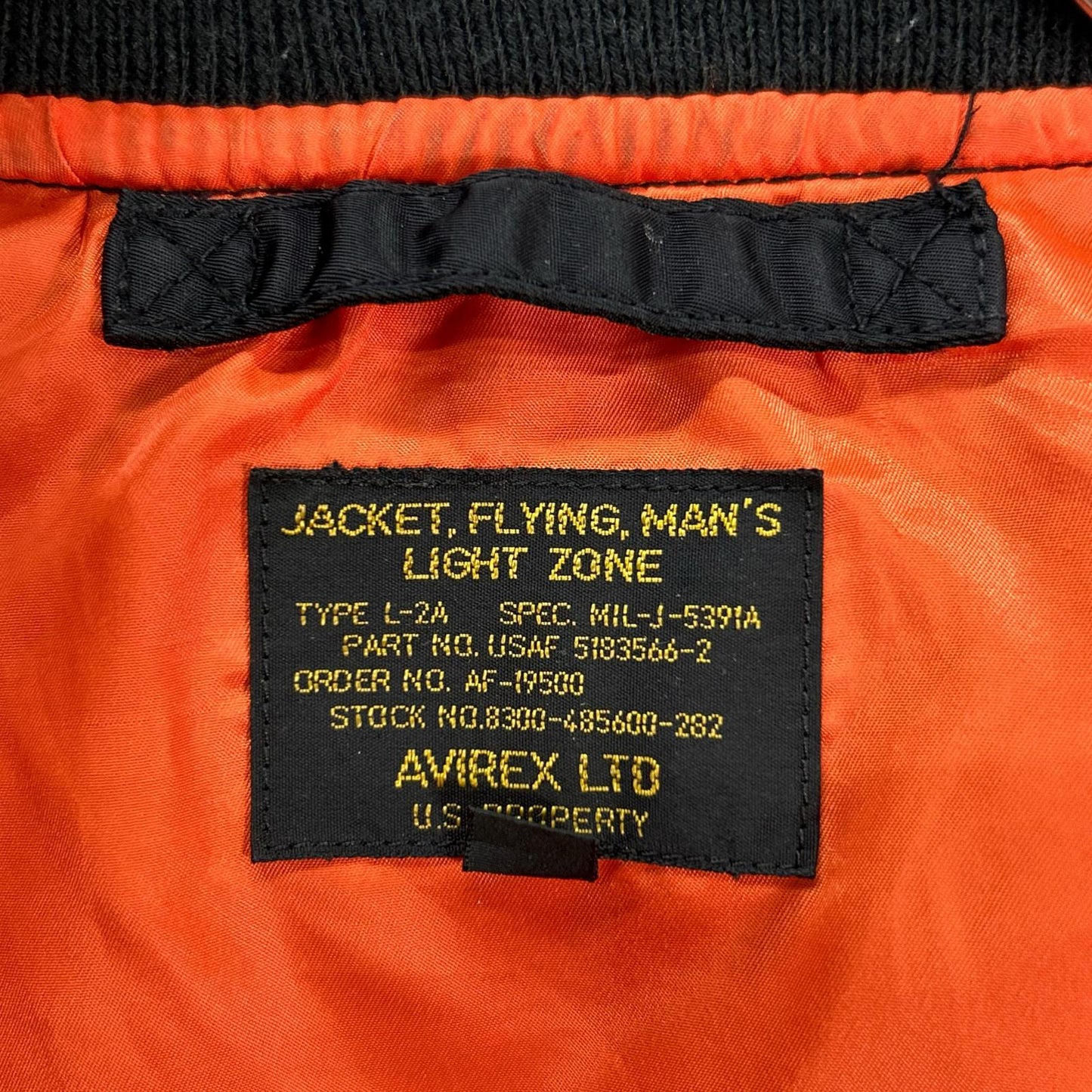 AVIREX Black Blue Angels L2-A Flight Jacket Size M
