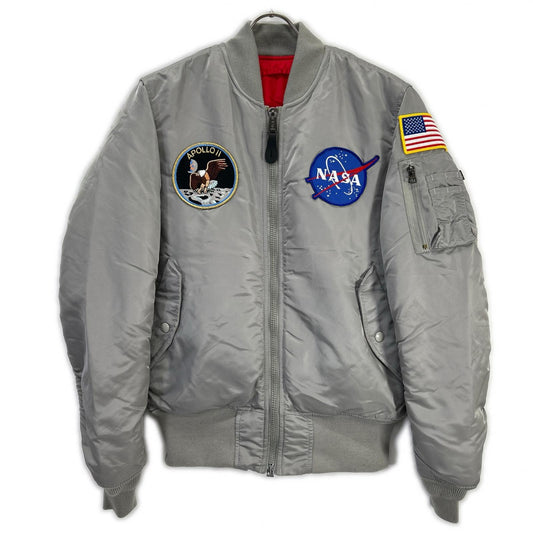 ALPHA INDUSTRIES Gray Apollo MA-1 Bomber Nylon Size M