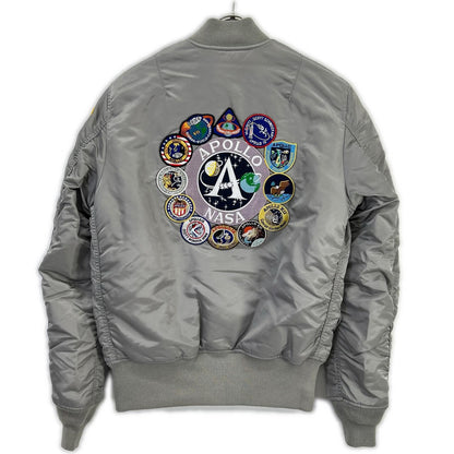 ALPHA INDUSTRIES Gray Apollo MA-1 Bomber Nylon Size M