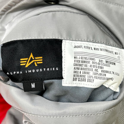 ALPHA INDUSTRIES Gray Apollo MA-1 Bomber Nylon Size M