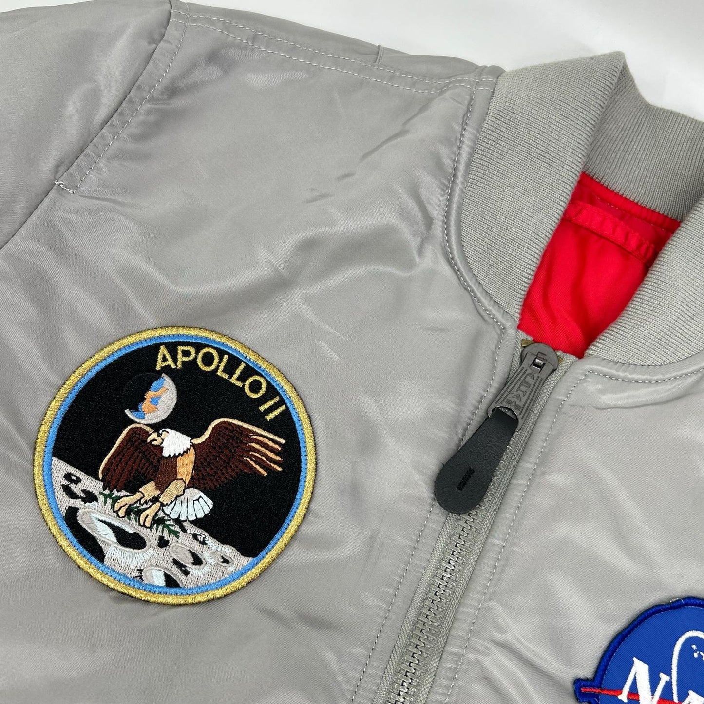 ALPHA INDUSTRIES Gray Apollo MA-1 Bomber Nylon Size M