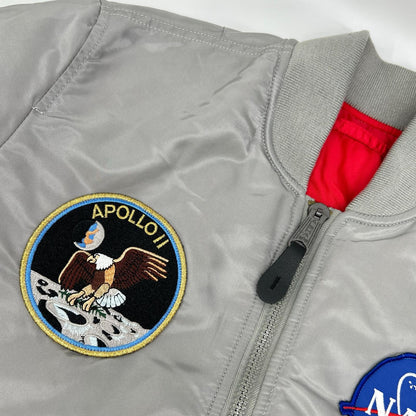 ALPHA INDUSTRIES Gray Apollo MA-1 Bomber Nylon Size M