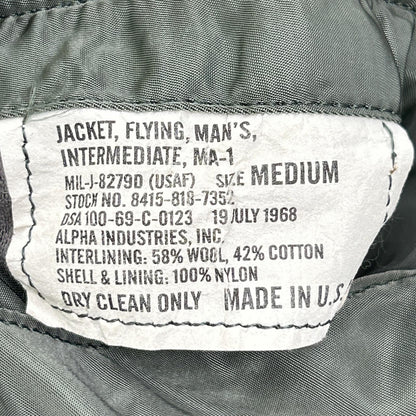 ALPHA INDUSTRIES Khaki '68 Repro Patched MA-1 Bomber Size M