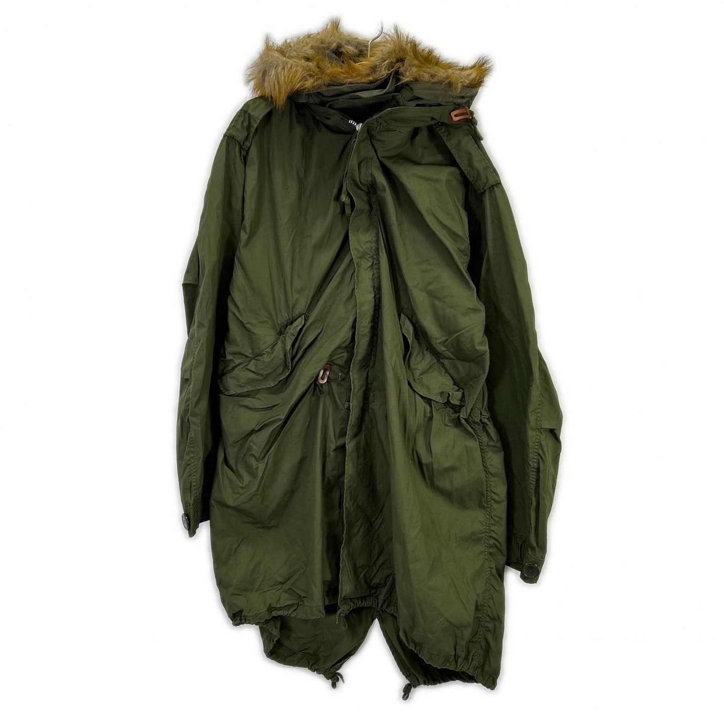 MILITARY Khaki 50s M51 Fishtail Parka Cotton Jacket Size S
