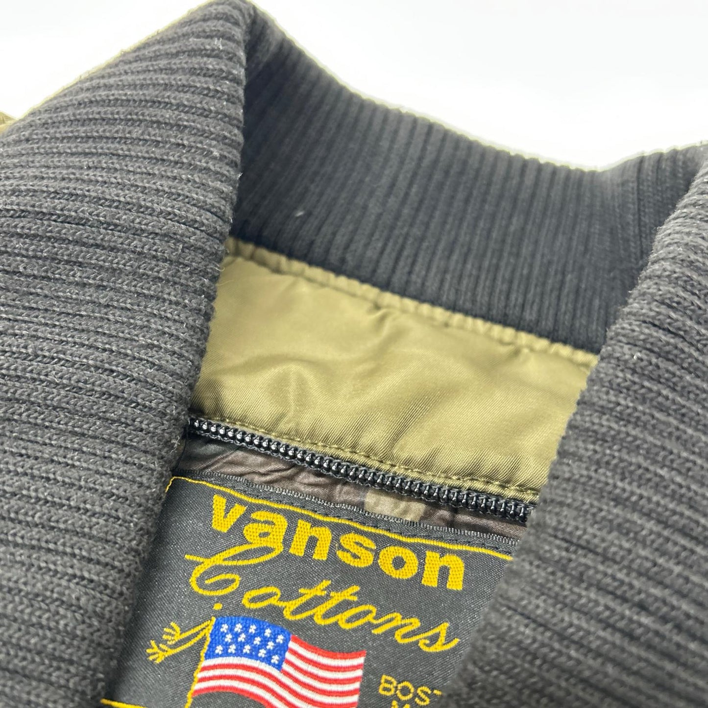 VANSON MA-1 Bomber Jacket w/ Leather Tag Khaki Size XL