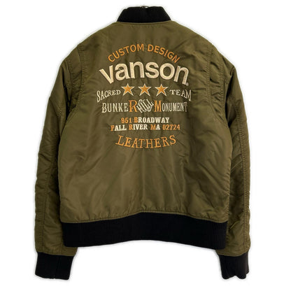 VANSON MA-1 Bomber Jacket w/ Leather Tag Khaki Size XL