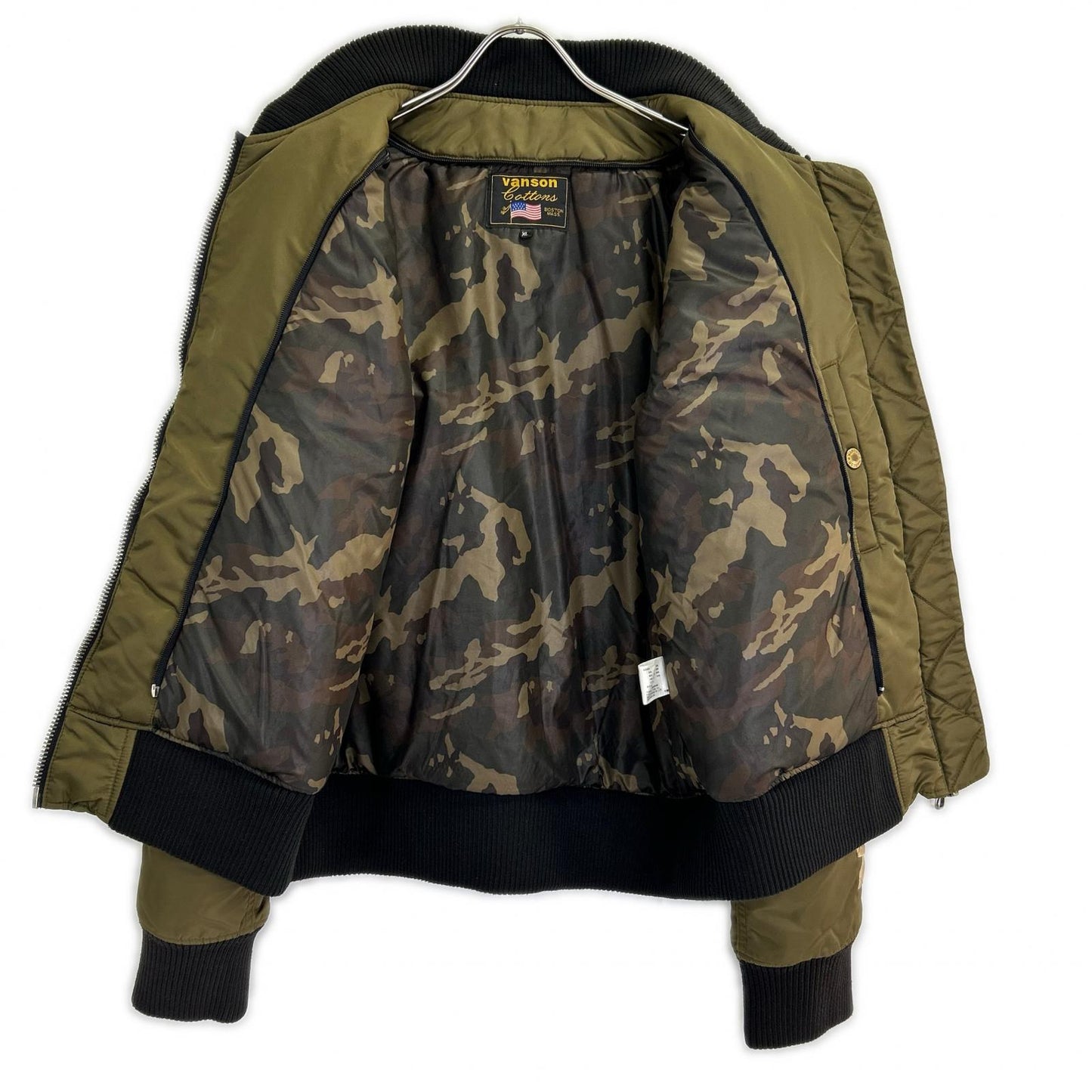 VANSON MA-1 Bomber Jacket w/ Leather Tag Khaki Size XL