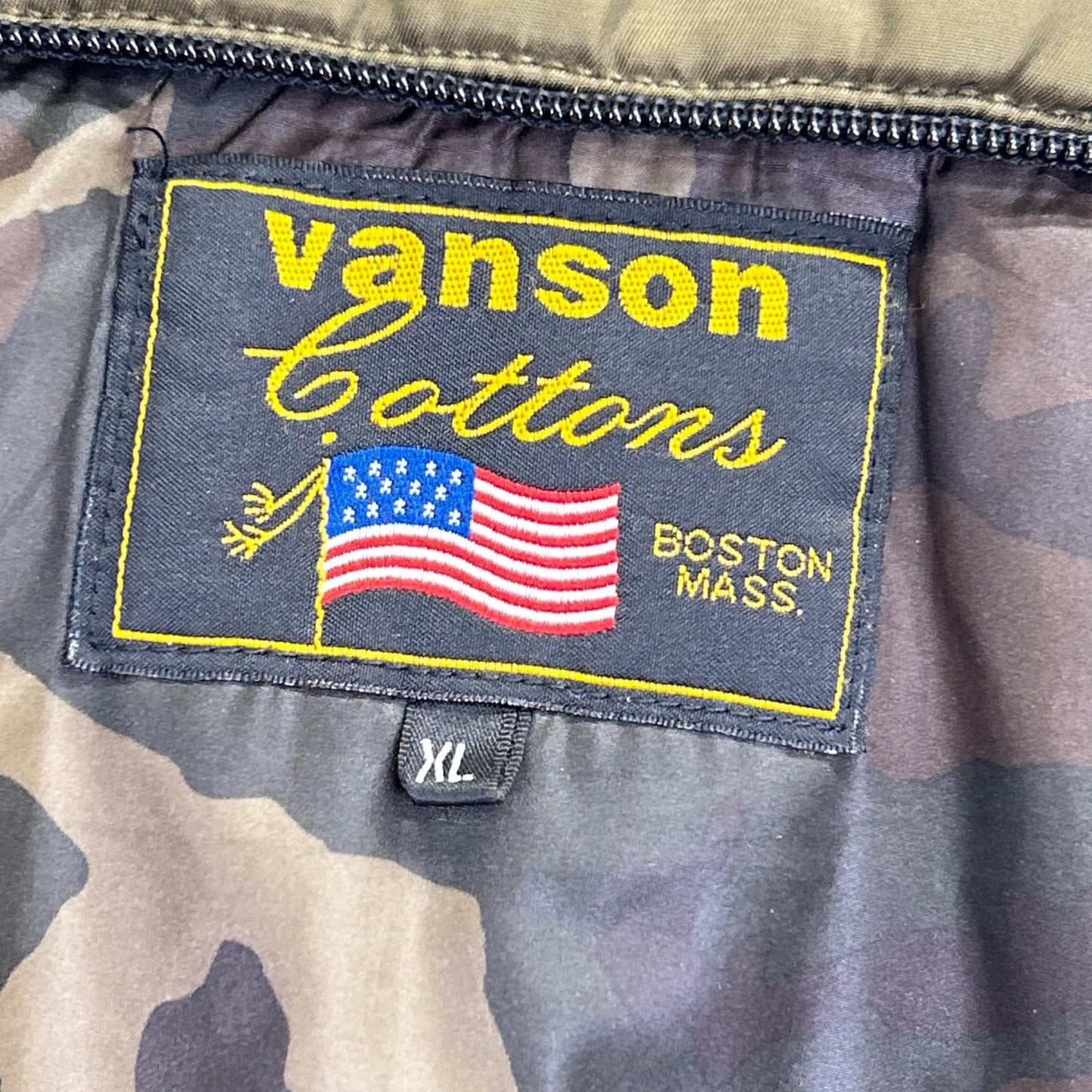 VANSON MA-1 Bomber Jacket w/ Leather Tag Khaki Size XL