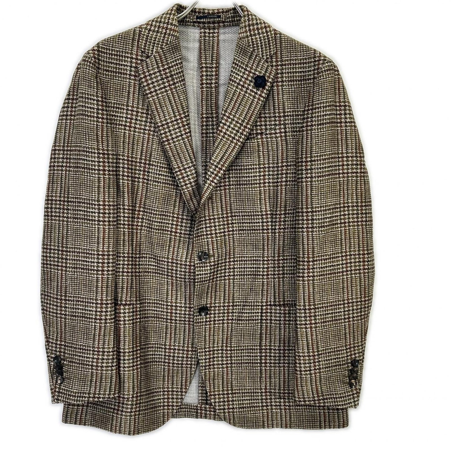 LARDINI Wool Nylon Boutonniere 3B Jacket Khaki Size 52