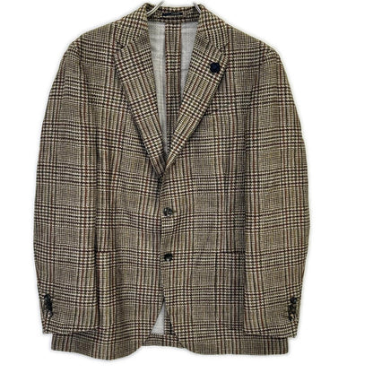 LARDINI Wool Nylon Boutonniere 3B Jacket Khaki Size 52
