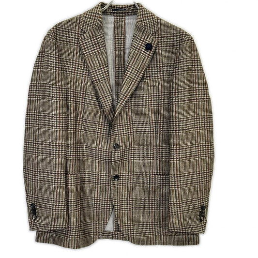 LARDINI Wool Nylon Boutonniere 3B Jacket Khaki Size 52